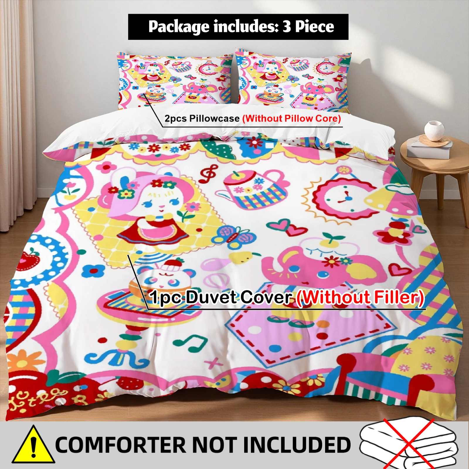 Sweet Bunny Elephant Duvet Cover Set 2 Pillowcases Multicolor Cartoon Cozy Home Decor Birthday Gift For Girls Twin Queen King
Sweet Bunny Elephant Duvet Cover Set 2 Pillowcases Multicolor Cartoon Cozy Home Decor Birthday Gift For Girls Twin Queen King