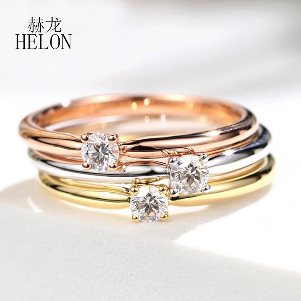 HELON Solid 14k Yellow Gold Round 3mm DEF Color 0.1ct Moissanite Diamond Ring Women Wedding Simple Exquisite Jewelry Gift
HELON Solid 14k Yellow Gold Round 3mm DEF Color 0.1ct Moissanite Diamond Ring Women Wedding Simple Exquisite Jewelry Gift