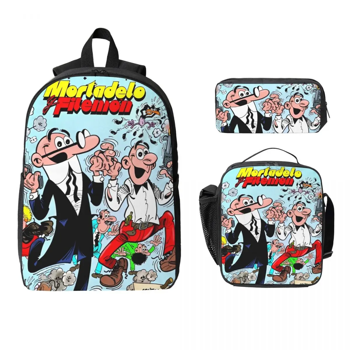 3Pcs Mort & Phil Mortadelo Y Filemn School bags Set for Children Pen Bags Backpack Sets with Lunch Box For School Students
3Pcs Mort & Phil Mortadelo Y Filemn School bags Set for Children Pen Bags Backpack Sets with Lunch Box For School Students