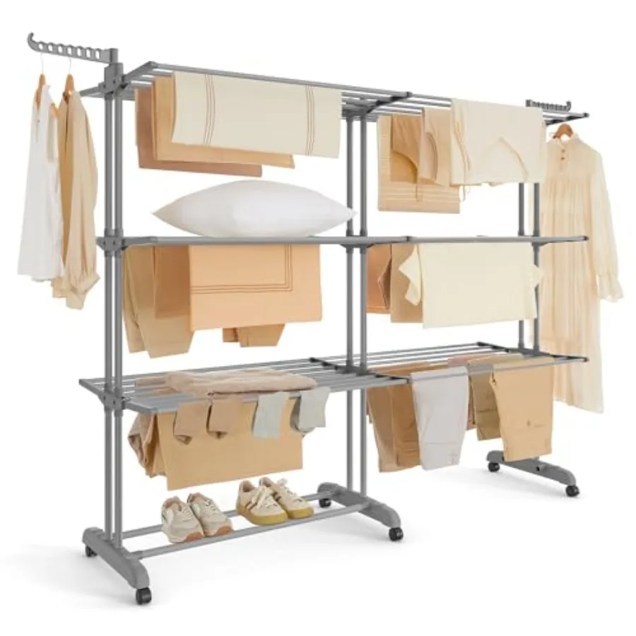 Foldable Clothes Drying Rack 69.9-Inch Tall Extendable Rods Stainless Steel Rolling Laundry Airer Indoor Outdoor Use ULLR704G01
Foldable Clothes Drying Rack 69.9-Inch Tall Extendable Rods Stainless Steel Rolling Laundry Airer Indoor Outdoor Use ULLR704G01