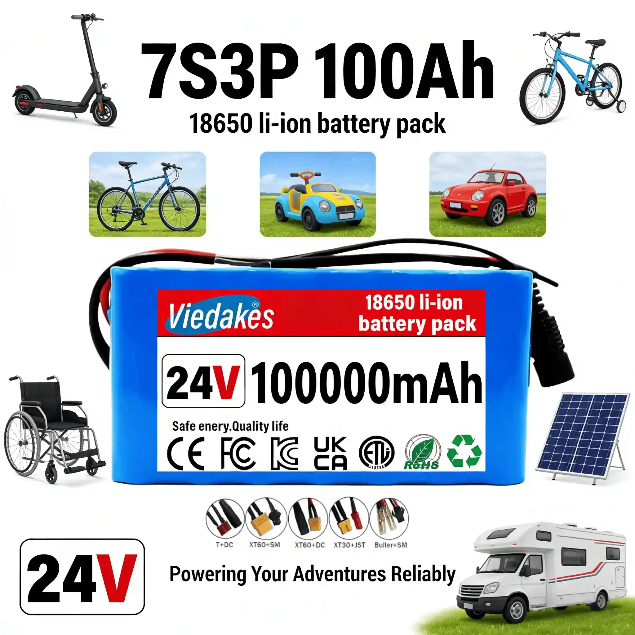 VIEDAKES 24V 7S3P 18650 Battery Pack 10Ah High Performance for Electric Wheelchair System
VIEDAKES 24V 7S3P 18650 Battery Pack 10Ah High Performance for Electric Wheelchair System