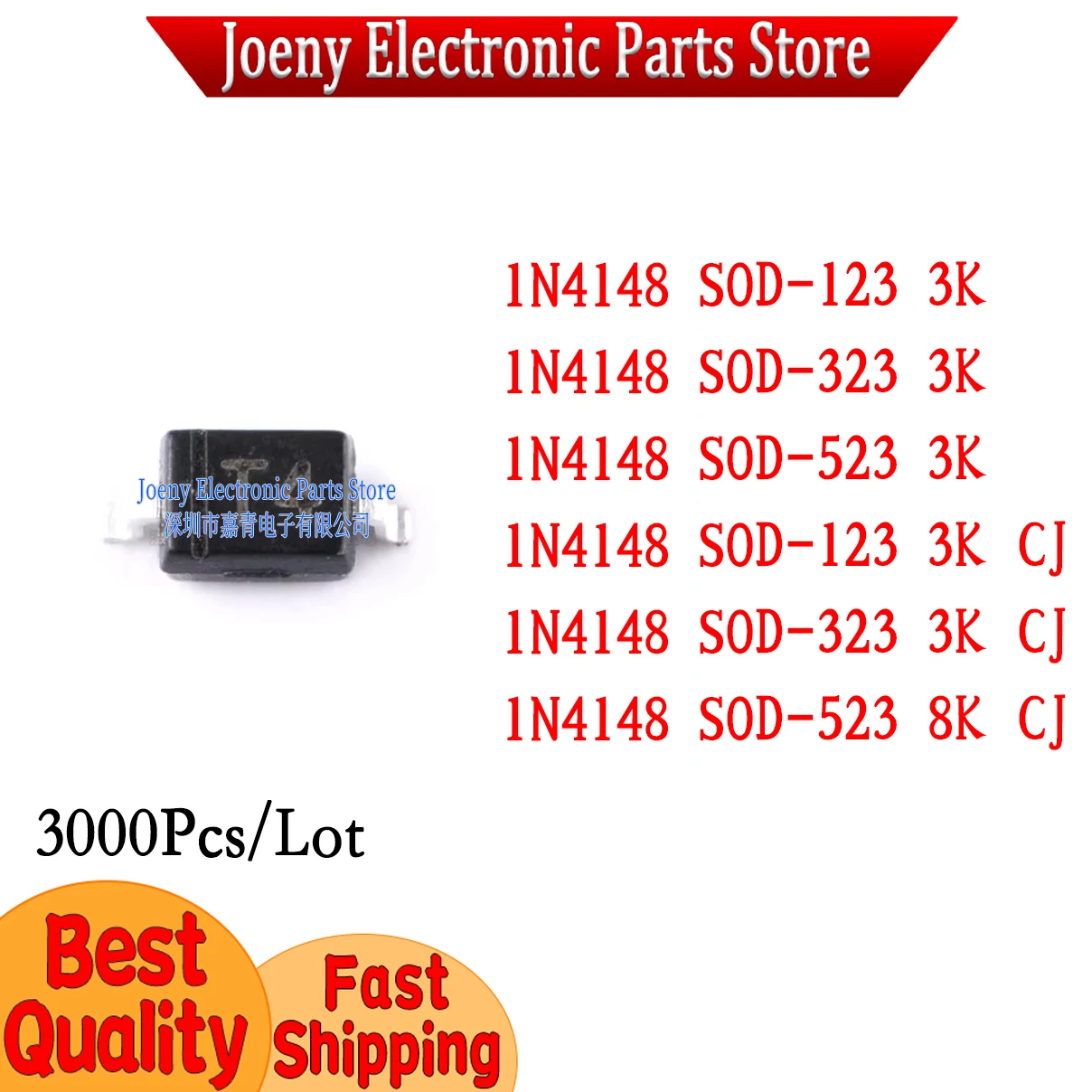 SMD 1N4148W screen printing: T4 SOD-123 323 523 1206 3K/disk PC shell
SMD 1N4148W screen printing: T4 SOD-123 323 523 1206 3K/disk PC shell