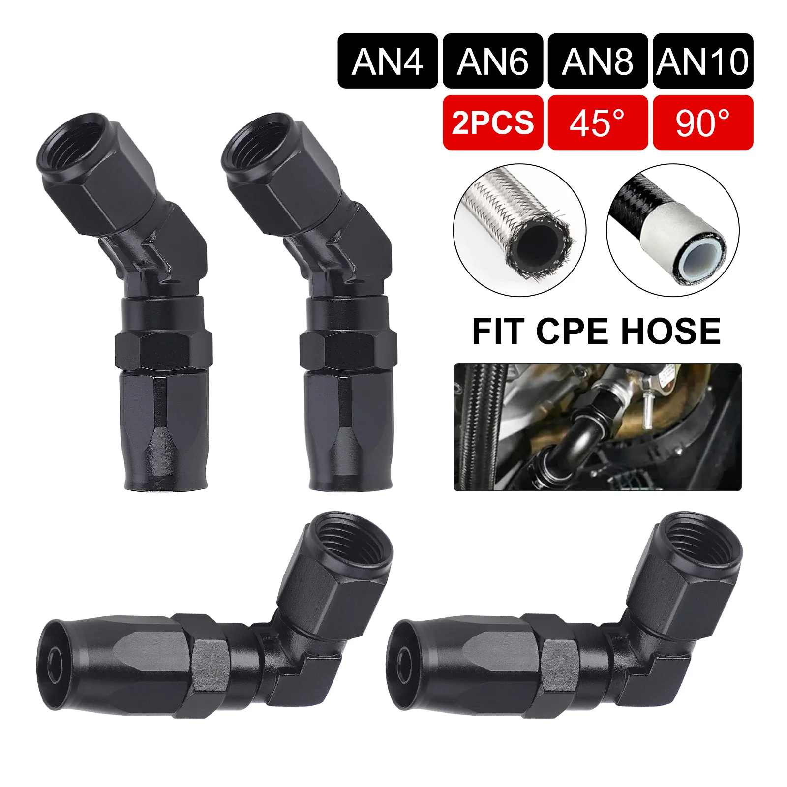 Aluminium 45 Degree 90 Degree 2 PCS Hose End Fitting Swivel Adapter AN4 AN6 AN8 AN10 For Oil Fuel CPE Line Car Oil Cooler Kit
Aluminium 45 Degree 90 Degree 2 PCS Hose End Fitting Swivel Adapter AN4 AN6 AN8 AN10 For Oil Fuel CPE Line Car Oil Cooler Kit