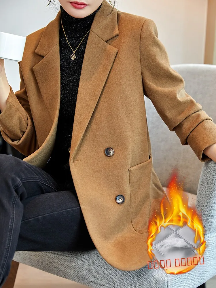 Thiened Autumn Winter Women's Suit Jaet Casual Cotton Warmth Outerwear Sli Commute Sle Long Sve Double Breasted
Thiened Autumn Winter Women's Suit Jaet Casual Cotton Warmth Outerwear Sli Commute Sle Long Sve Double Breasted