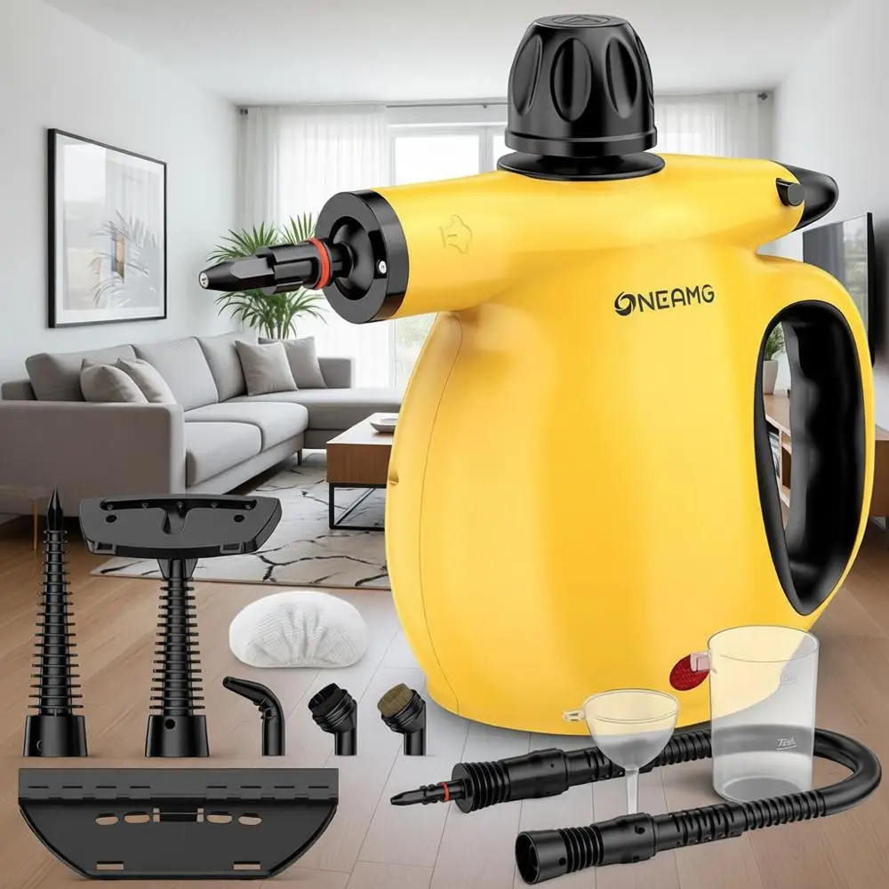 Портативный пароочиститель с защитным замком, баком на 450 мл и 10 насадками, для чистки различных поверхностей: автомобиля, мебели, пола
Портативный пароочиститель с защитным замком, баком на 450 мл и 10 насадками, для чистки различных поверхностей: автомобиля, мебели, пола