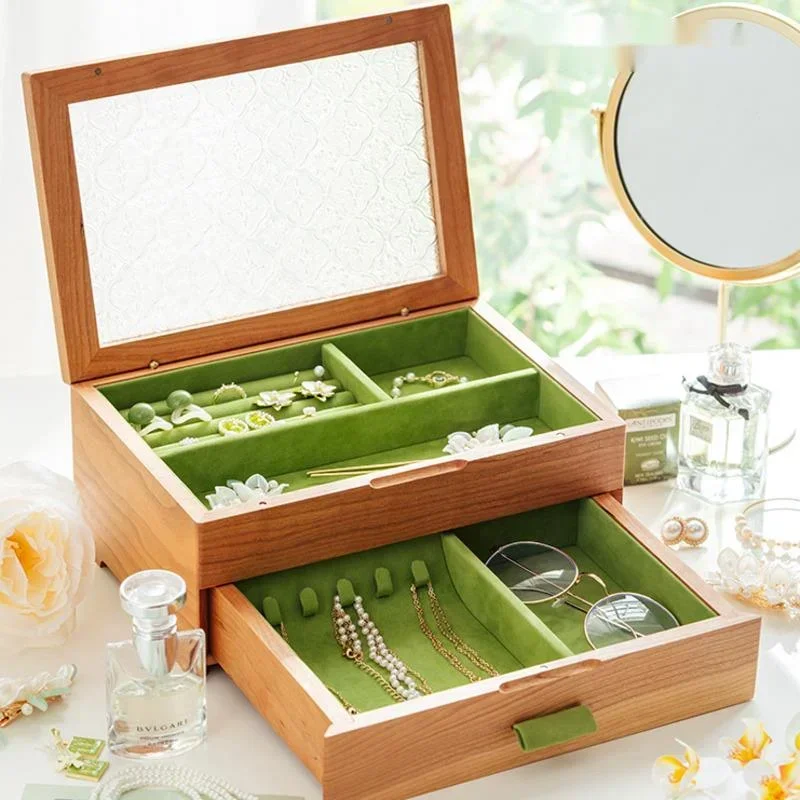 Cherry Wood Jewelry Box Large Capacity Solid Wood Necklace Earring Box Vanity Multi-layer High-grade Women's Cosmetic Box
Cherry Wood Jewelry Box Large Capacity Solid Wood Necklace Earring Box Vanity Multi-layer High-grade Women's Cosmetic Box