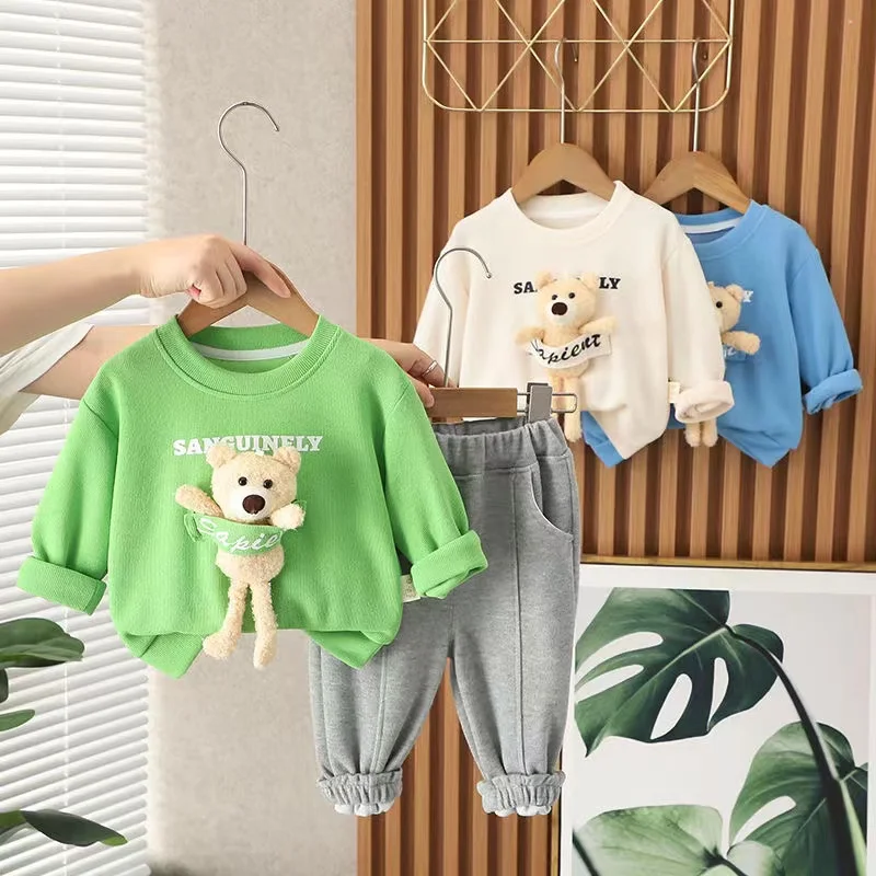 Boys Cartoon Doll Bear Sweater Set 2024 Spring and Autumn New Children's Casual Wear Two Piece Set For Boys and Babies
Boys Cartoon Doll Bear Sweater Set 2024 Spring and Autumn New Children's Casual Wear Two Piece Set For Boys and Babies