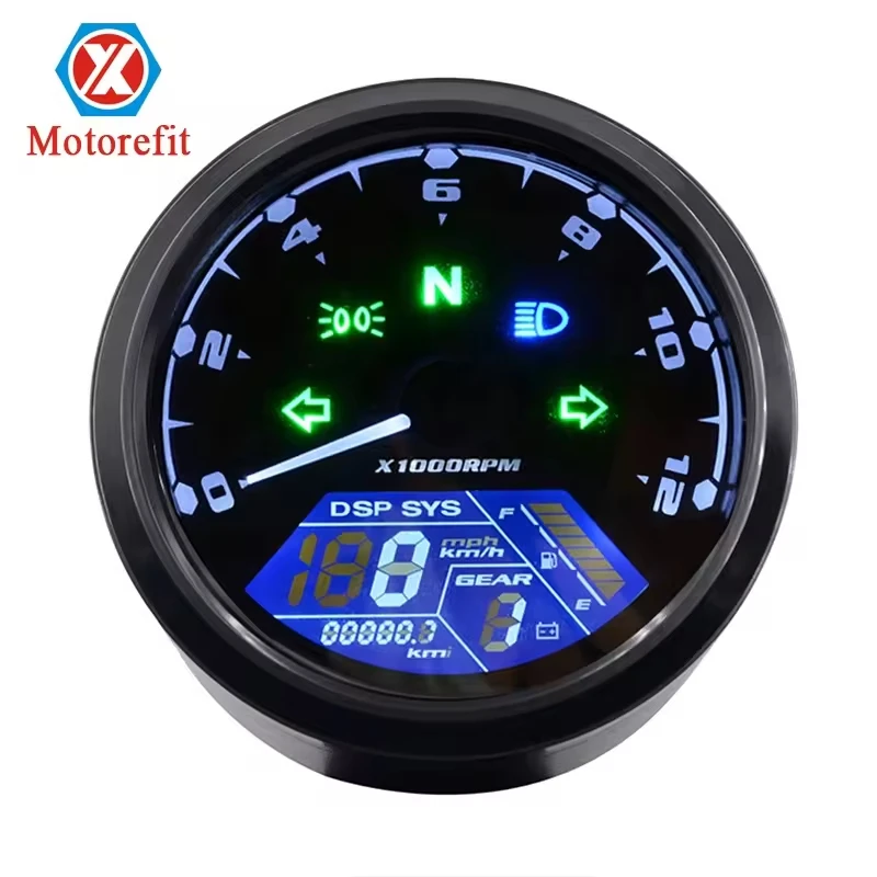12000RPM Universal Motorcycle Speedometer Night vision LCD Dial Odometer LED digital indicator Tachometer Fuel Meter Gauge
12000RPM Universal Motorcycle Speedometer Night vision LCD Dial Odometer LED digital indicator Tachometer Fuel Meter Gauge