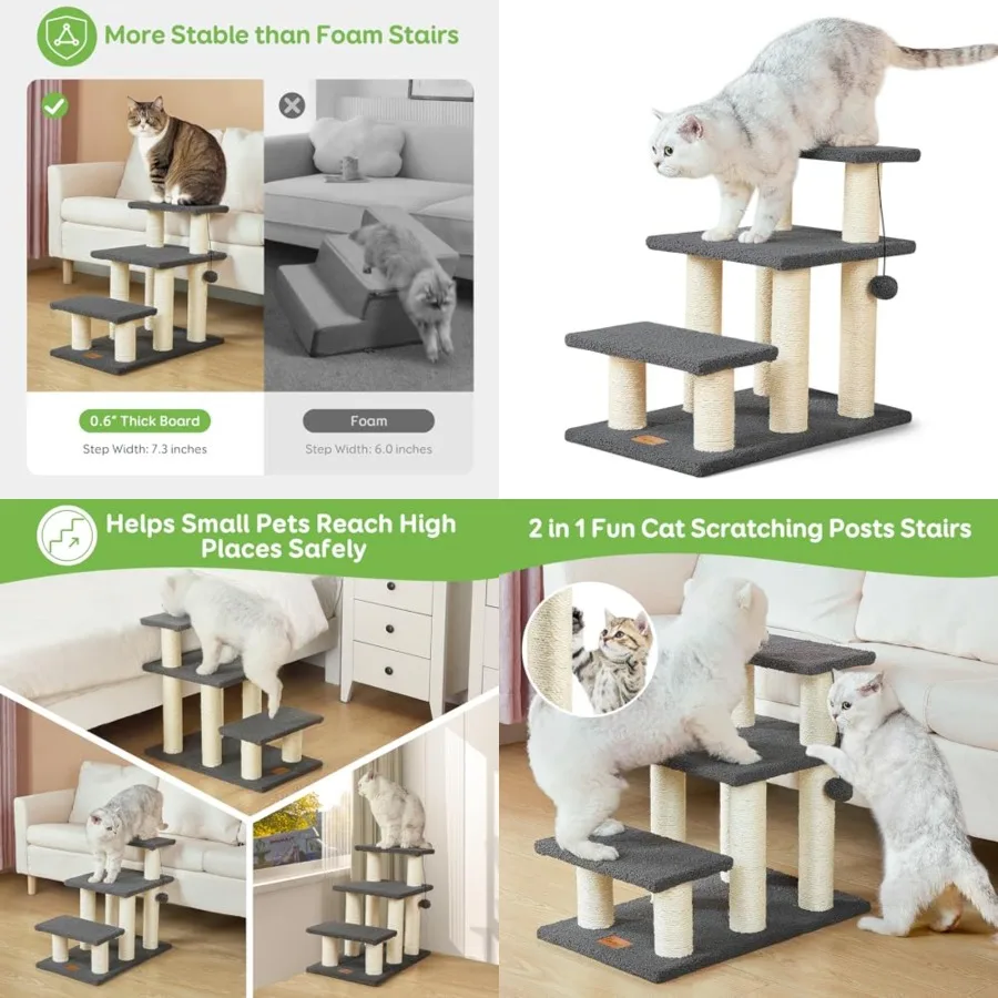 Dog Stairs and Cat Scratching Post Pet Steps for High Beds Couch, High-Strength Boards Holds up to 150 lbs for Indoor Small Cat
Dog Stairs and Cat Scratching Post Pet Steps for High Beds Couch, High-Strength Boards Holds up to 150 lbs for Indoor Small Cat