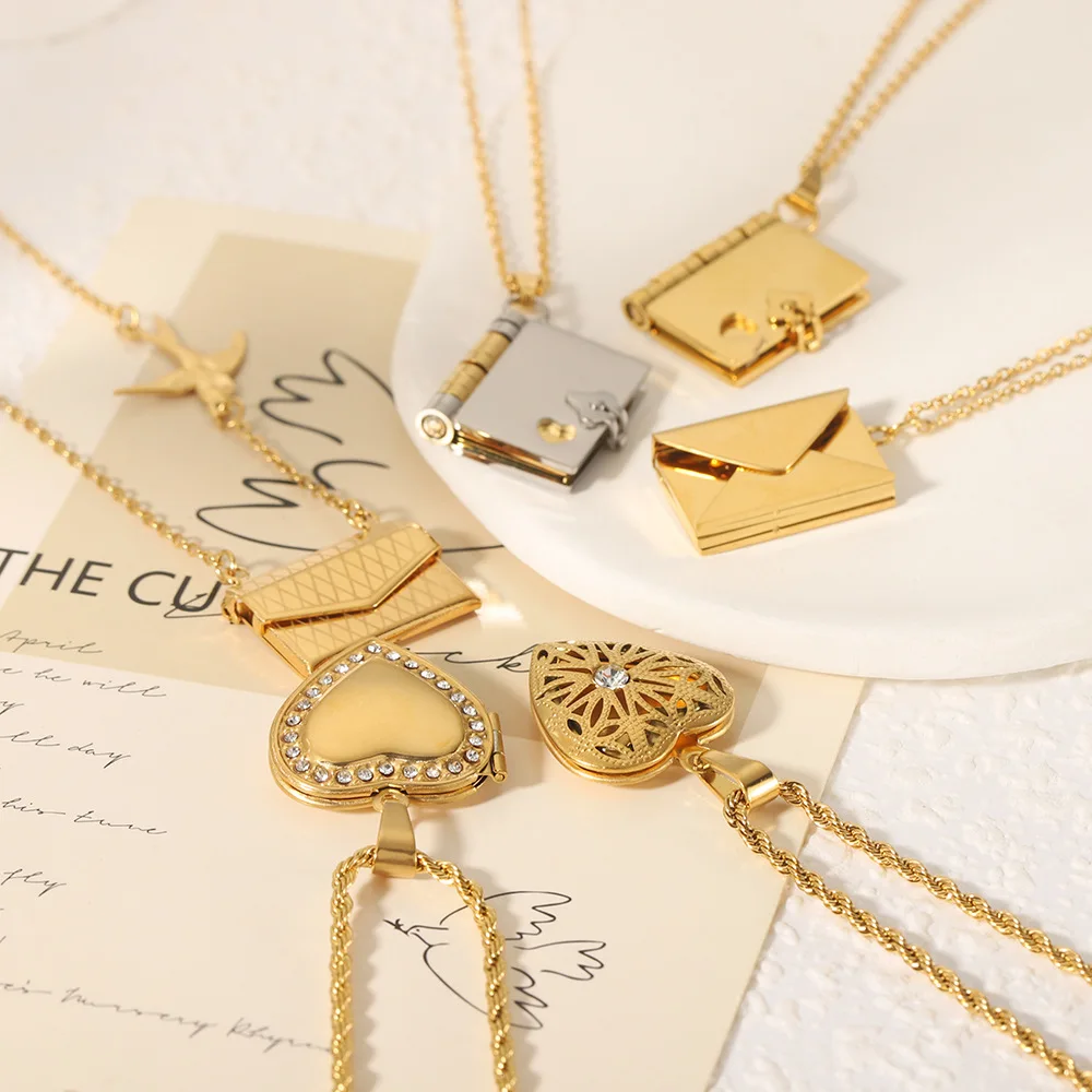 A love letter book pendant necklace stainless steel tiki hot Simple style charm gift for love her Women's jewelry
A love letter book pendant necklace stainless steel tiki hot Simple style charm gift for love her Women's jewelry