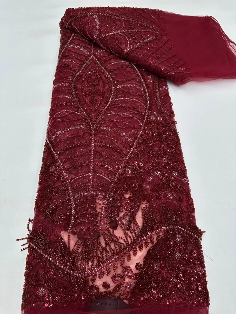 Latest African Nigerian Beaded Lace Fabric, High-End French Sequins Mesh Lace Fabric For Women's Wedding Party Dresses
Latest African Nigerian Beaded Lace Fabric, High-End French Sequins Mesh Lace Fabric For Women's Wedding Party Dresses