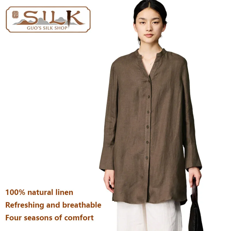 Женская рубашка из натурального льна с длинным рукавом и V-образным вырезом – простая и стильная повседневная модель, прохладная и дышащая
Женская рубашка из натурального льна с длинным рукавом и V-образным вырезом – простая и стильная повседневная модель, прохладная и дышащая