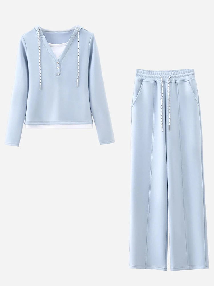 Casual Ele Sportswear Set Women's Wide Leg Pants Top Two Piece Suit Autumn 2025 New Sle V Ne Long Sve Cotton Blend
Casual Ele Sportswear Set Women's Wide Leg Pants Top Two Piece Suit Autumn 2025 New Sle V Ne Long Sve Cotton Blend