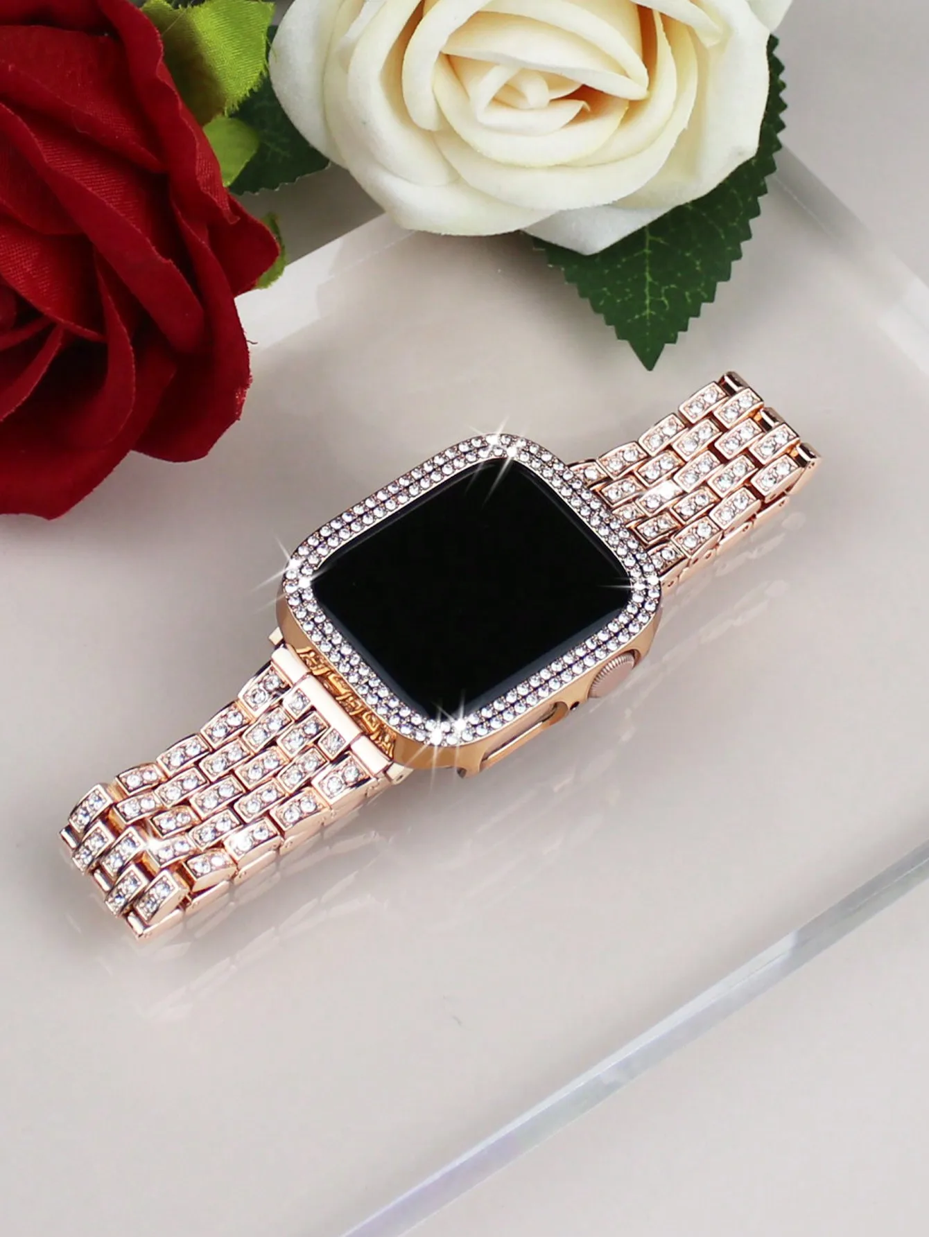 2-In-1 Compatible With Apple Watch Band + Case For Women Stylish And Elegant Shiny Rhinestone Metal Band + Double Row Rhinestone Inlaid Drop-Proof And Scratch-Resistant Pc Hollow Case Compatible With Apple Watch 38/40/41/42 /44/45/46/49mm Band Case Compat
2-In-1 Compatible With Apple Watch Band + Case For Women Stylish And Elegant Shiny Rhinestone Metal Band + Double Row Rhinestone Inlaid Drop-Proof And Scratch-Resistant Pc Hollow Case Compatible With Apple Watch 38/40/41/42 /44/45/46/49mm Band Case Compat