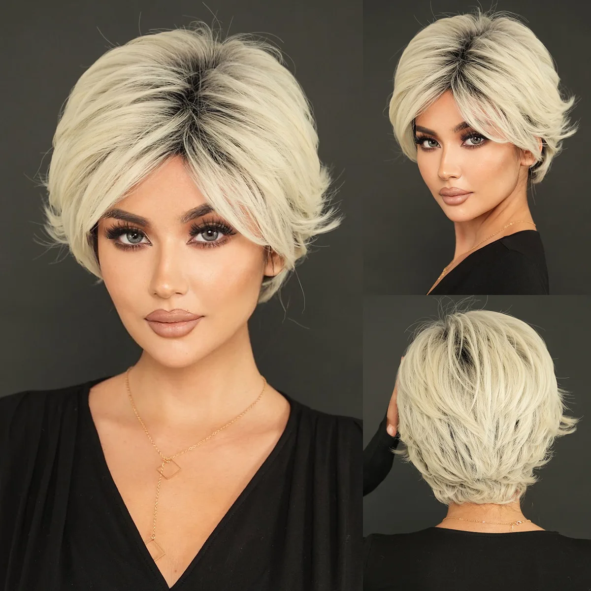 Platinum Grey Short Pixie Wig 33cm Root Dyed Synthetic Full Head Wig Heat Resistant Fiber for Women Daily Street Wear
Platinum Grey Short Pixie Wig 33cm Root Dyed Synthetic Full Head Wig Heat Resistant Fiber for Women Daily Street Wear