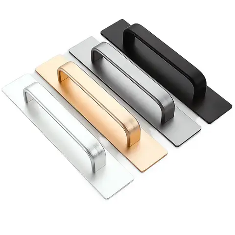 Manija de ventana de puerta de madera, aleación de aluminio, movimiento de vidrio para balcón, manija pequeña montada en superficie autoadhesiva y perilla de tracción, empuje de aleación