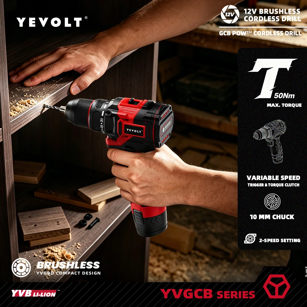 YEVOLT 12V Brushless Power Cordless Drill Driver, 0-1550RPM Variable Speed, 10mm Chuck Electric Drill for DIY & Professional Use
YEVOLT 12V Brushless Power Cordless Drill Driver, 0-1550RPM Variable Speed, 10mm Chuck Electric Drill for DIY & Professional Use