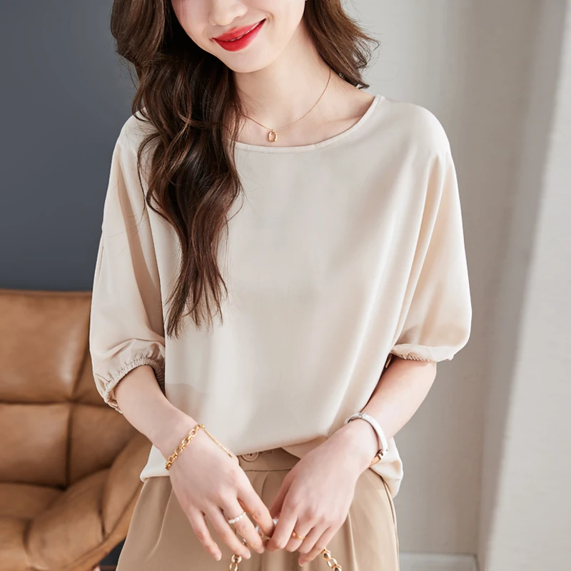 Solid Casual Tops Fashion Summer Short Sleeve Blouse Women Elegant Loose Party Blusas OL Shirt Chemise
Solid Casual Tops Fashion Summer Short Sleeve Blouse Women Elegant Loose Party Blusas OL Shirt Chemise