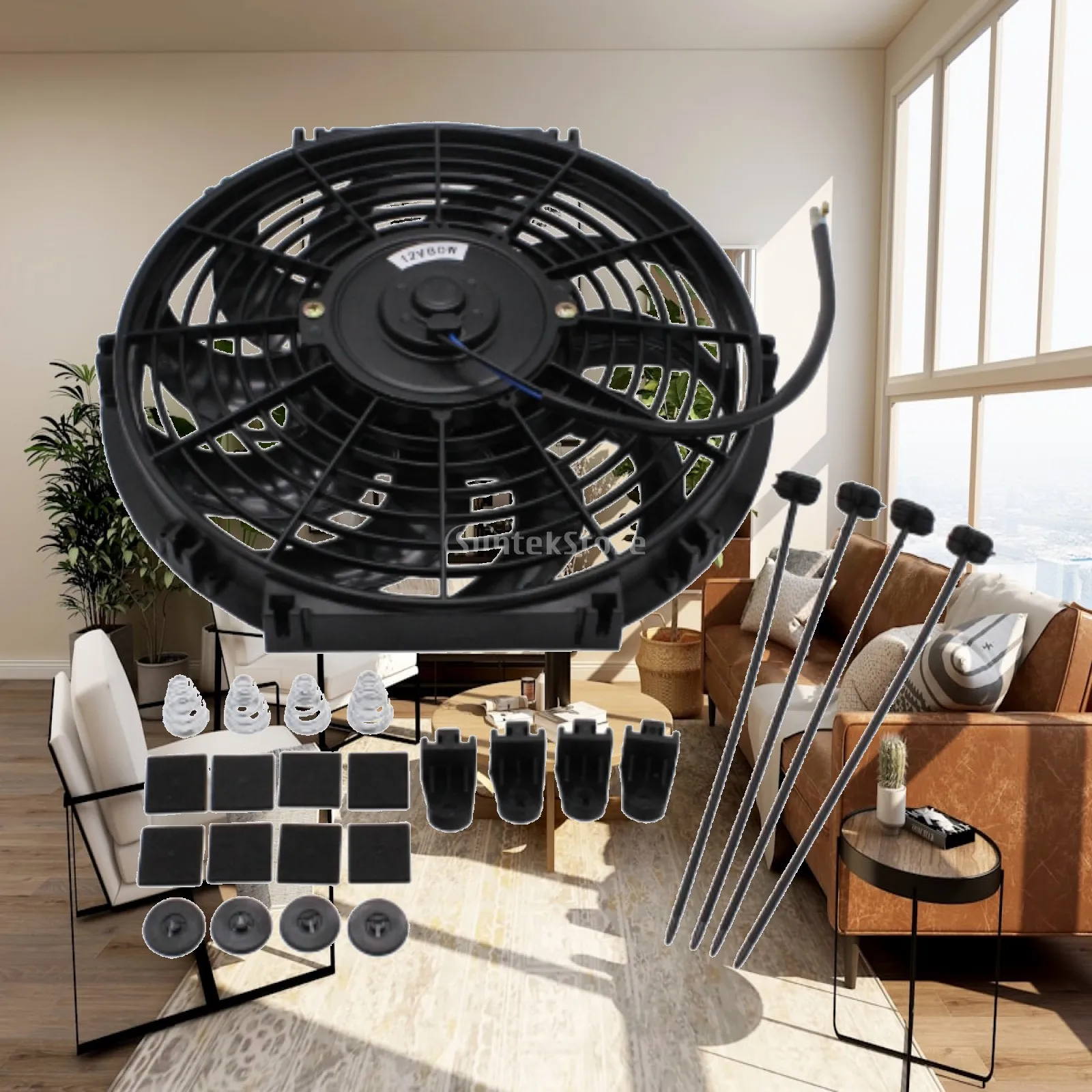 Push Pull Electric Radiator Cooling Fan 12 Inch Replacement Hardware Kit for Cooling Fan 12v Auto Vehicles