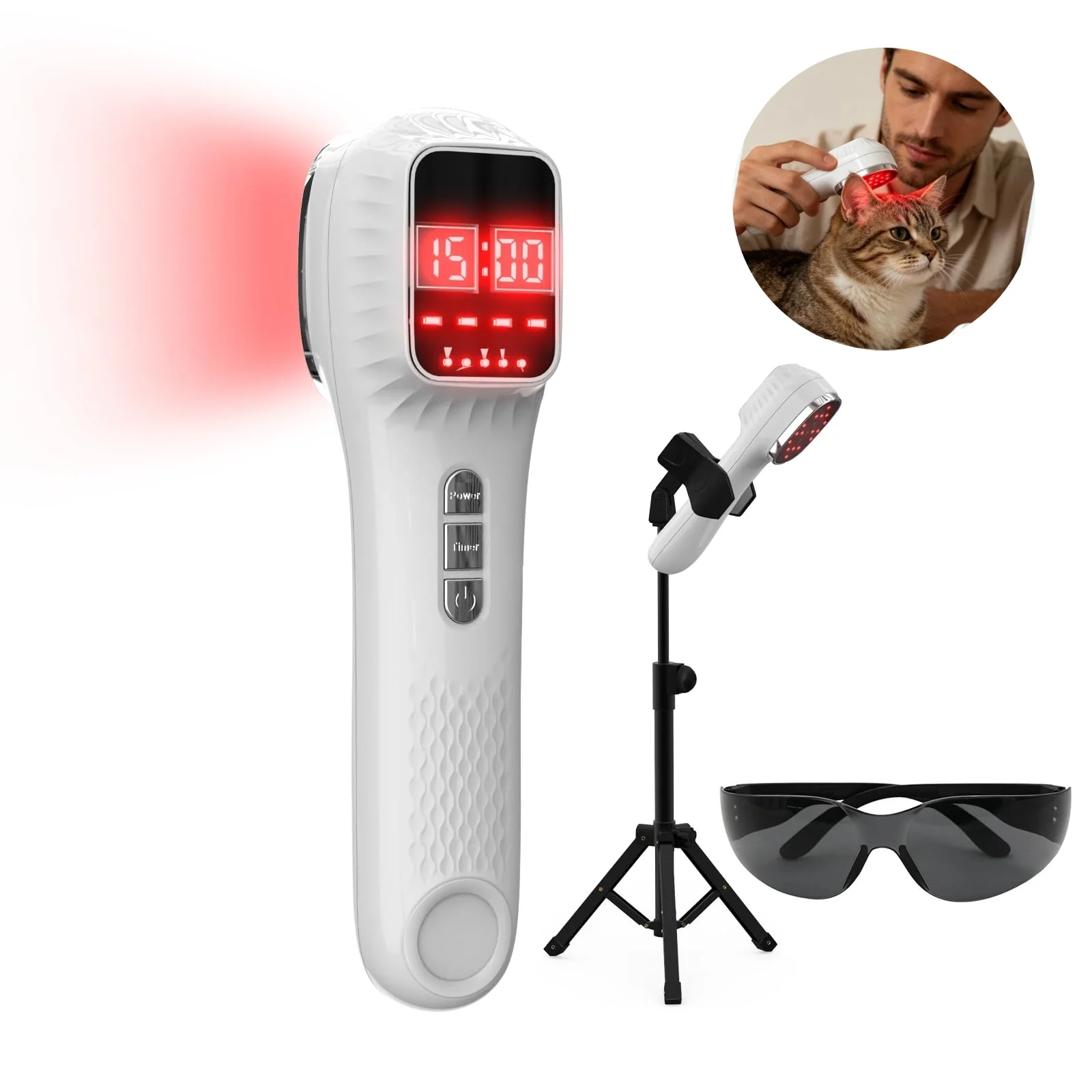 Handheld Red Light Device for Pet 3*808nm Laser Therapy Device with Stand for Pain Relief&ArthritisMuscle Comfort&Daily Recovery
Handheld Red Light Device for Pet 3*808nm Laser Therapy Device with Stand for Pain Relief&ArthritisMuscle Comfort&Daily Recovery
