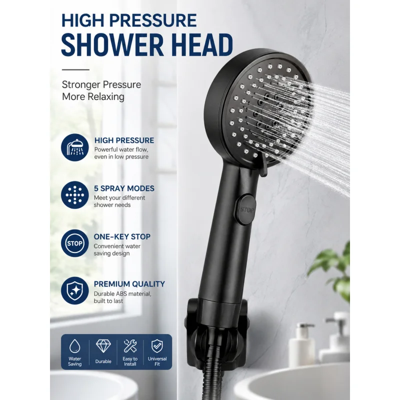 Large screen shower head 3-speed mode portable shower accessories bathroom supplies shower knob complete set of accessories
Large screen shower head 3-speed mode portable shower accessories bathroom supplies shower knob complete set of accessories
