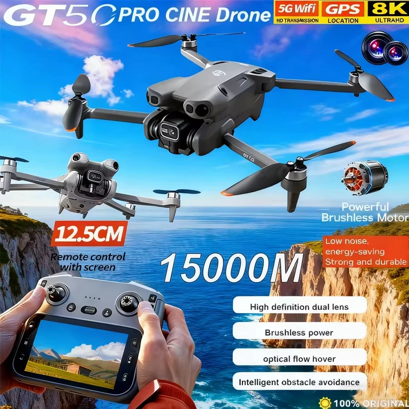 GT50 PRO Drone Professional 4K HD Dual Camera WI-FI FPV UAV LCD TF RC Brushless Aerial Photography Quadcopter Fold Airplane Toys
GT50 PRO Drone Professional 4K HD Dual Camera WI-FI FPV UAV LCD TF RC Brushless Aerial Photography Quadcopter Fold Airplane Toys