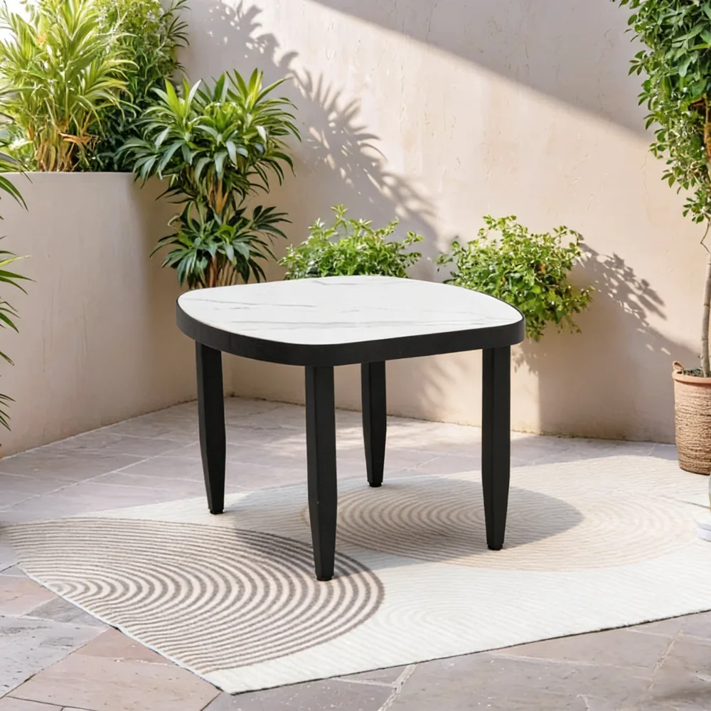 Modern Outdoor Arc 23.6'' Side Table: Greek White Marble-Like Sintered Top, Aluminum Frame, Weatherproof&Rust-Free
Modern Outdoor Arc 23.6'' Side Table: Greek White Marble-Like Sintered Top, Aluminum Frame, Weatherproof&Rust-Free