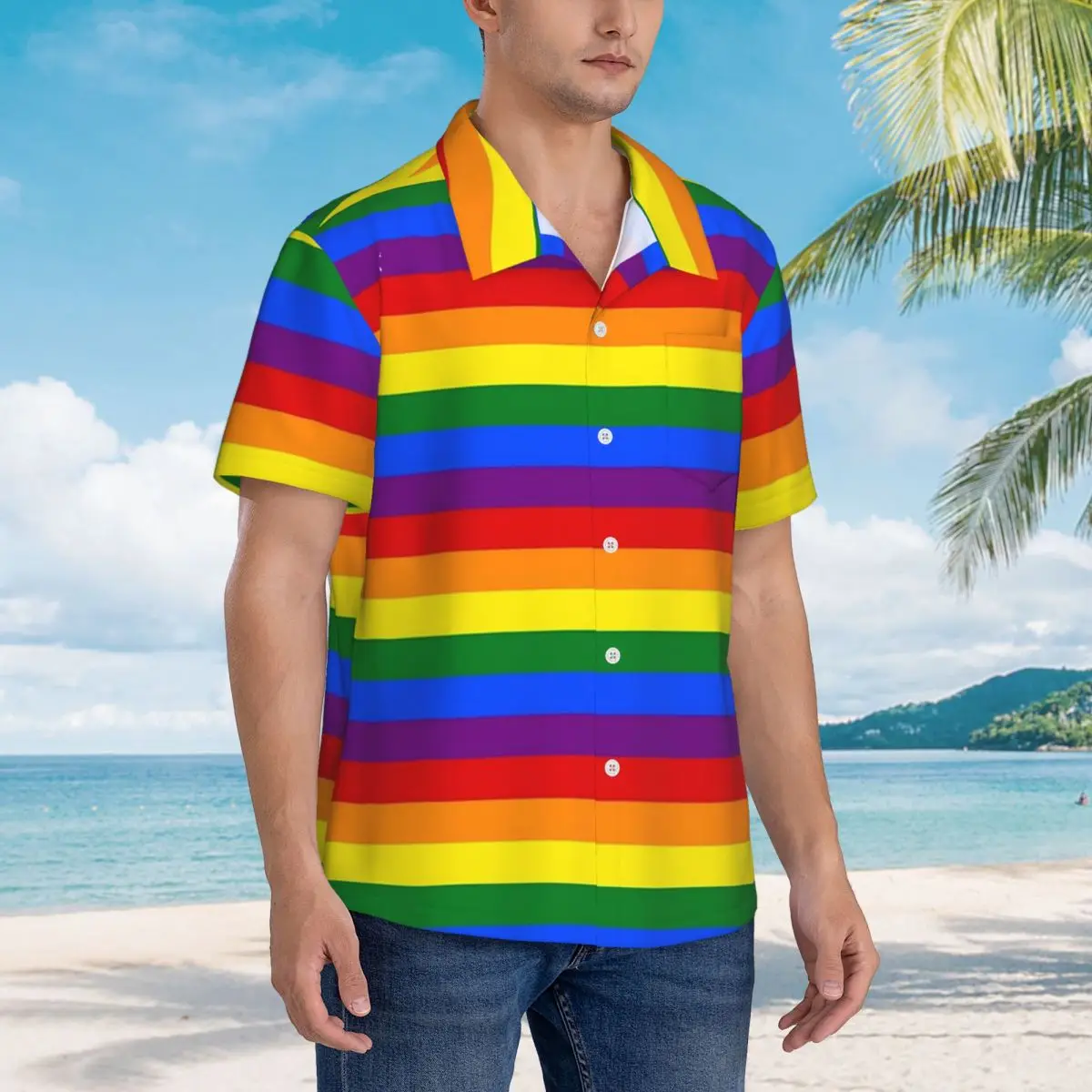 Rainbow Pride Flag Hawaiian Shirts Casual Men Short Sleeve Shirt for Summer Beach Men's Button Tops
Rainbow Pride Flag Hawaiian Shirts Casual Men Short Sleeve Shirt for Summer Beach Men's Button Tops