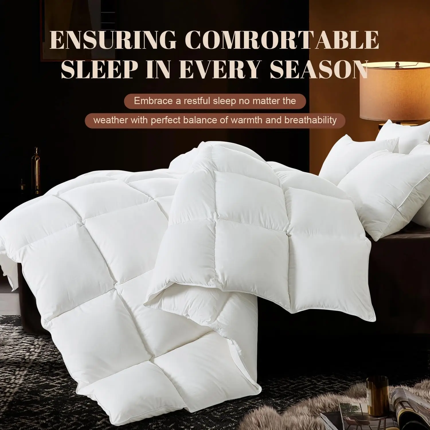 Feather Comforter,Filled with Feather and Down Fiber, White King Size All Season Duvet Insert, Luxurious Hotel Bed Comforter
Feather Comforter,Filled with Feather and Down Fiber, White King Size All Season Duvet Insert, Luxurious Hotel Bed Comforter