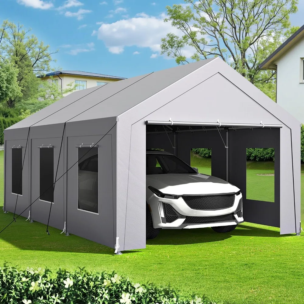 Carport 12x20 ft Heavy Duty, Car Port with Reinforced Steel Frame and 6 Roll-up Windows, Portable Garage with Sturdy Ground
Carport 12x20 ft Heavy Duty, Car Port with Reinforced Steel Frame and 6 Roll-up Windows, Portable Garage with Sturdy Ground