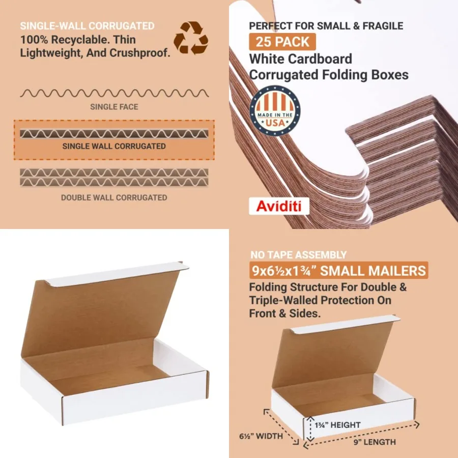 Shipping Boxes Small 9"L x 6.5"W x 1.75"H 50-Pack - Corrugated Cardboard Box for Moving, Mailing, Packing, Packaging and Storag
Shipping Boxes Small 9"L x 6.5"W x 1.75"H 50-Pack - Corrugated Cardboard Box for Moving, Mailing, Packing, Packaging and Storag