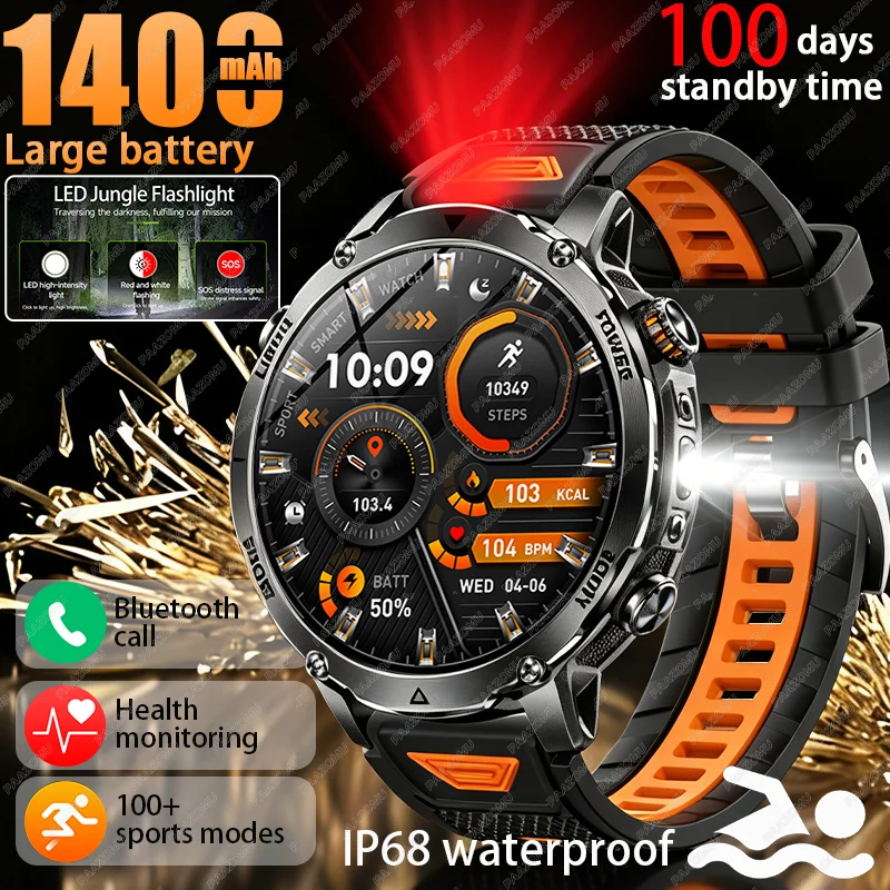2026 new 1400mAh long endurance battery sports smartwatch dual color LED flashlight Bluetooth call outdoor Men's smart wristband
2026 new 1400mAh long endurance battery sports smartwatch dual color LED flashlight Bluetooth call outdoor Men's smart wristband