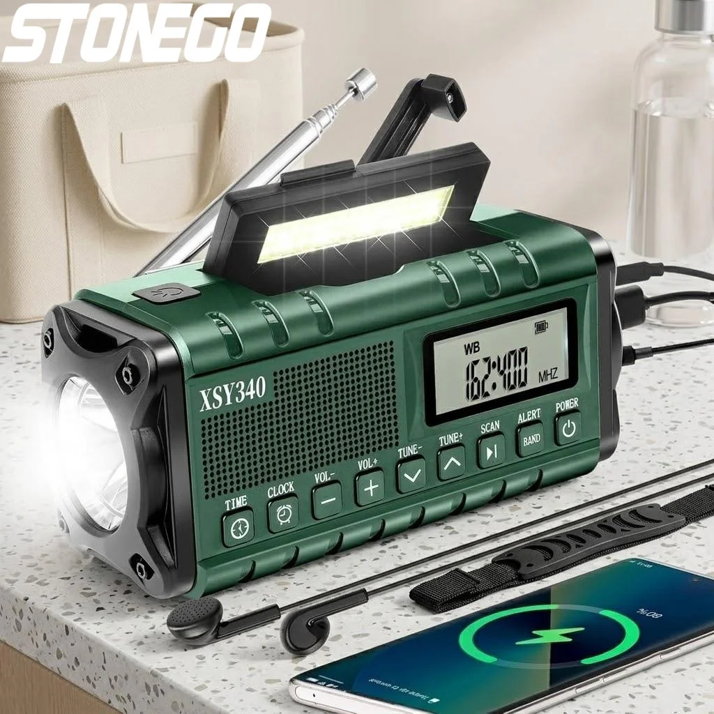 10000mAh Hand Crank Solar Emergency Radio AM FM NOAA Weather Alert Type C Charging LCD Clock LED Flashlight SOS Alarm
10000mAh Hand Crank Solar Emergency Radio AM FM NOAA Weather Alert Type C Charging LCD Clock LED Flashlight SOS Alarm