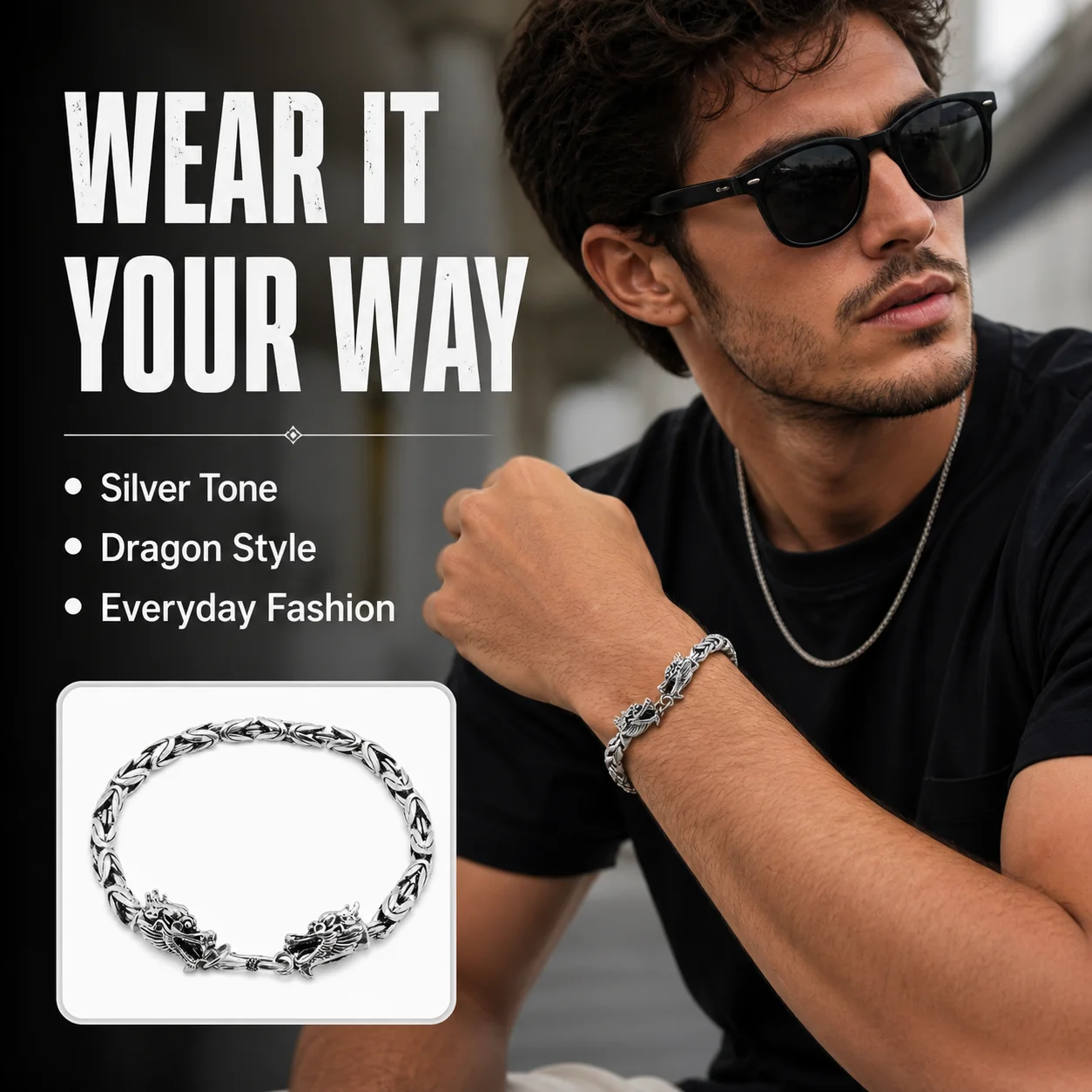 Vintage Dragon Head Chain Bracelet for Men Silver Stainless Steel Style Bracelet Gift
Vintage Dragon Head Chain Bracelet for Men Silver Stainless Steel Style Bracelet Gift