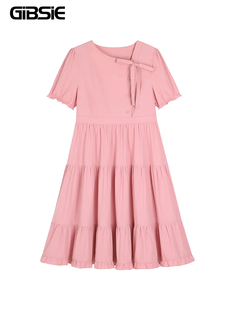 GIBSIE Plus Size Solid Tie Front Button Ruffle Hem Dress Women Summer Vintage Puff Sleeve High Waist Female Sweet Long Dresses
GIBSIE Plus Size Solid Tie Front Button Ruffle Hem Dress Women Summer Vintage Puff Sleeve High Waist Female Sweet Long Dresses