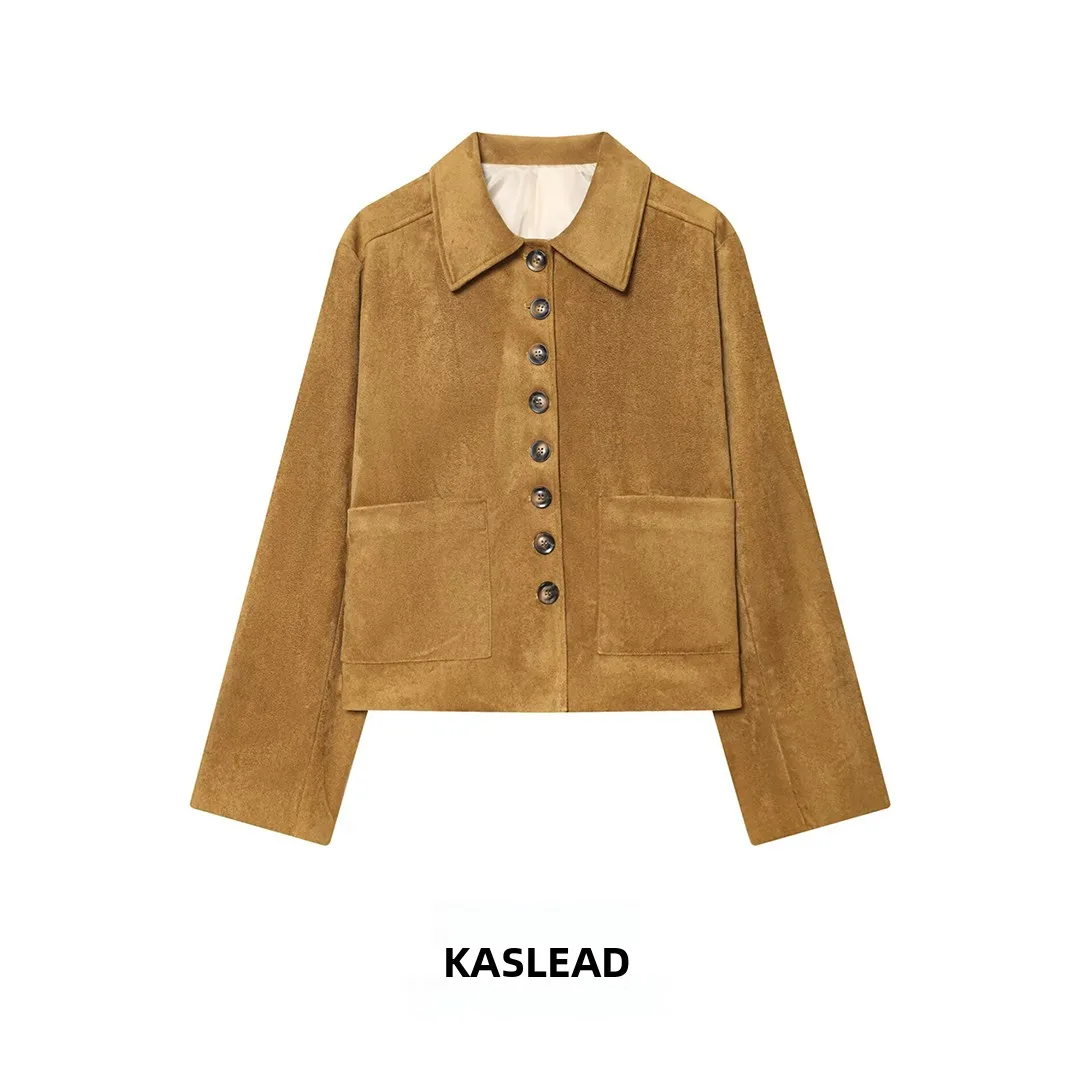 KASLEAD New Women's Faion Suede ort Coat Button Simple Street Sle Long Sve Flip Collar Polyester Fiber Outerwear
KASLEAD New Women's Faion Suede ort Coat Button Simple Street Sle Long Sve Flip Collar Polyester Fiber Outerwear