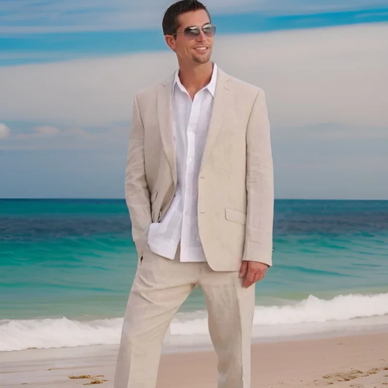 Beach Linen Men Suits For Wedding Summer Prom Groom Tuxedos Latest Fashion Blazer Design 2 Pieces Suit Jacket With Pants 2024
Beach Linen Men Suits For Wedding Summer Prom Groom Tuxedos Latest Fashion Blazer Design 2 Pieces Suit Jacket With Pants 2024