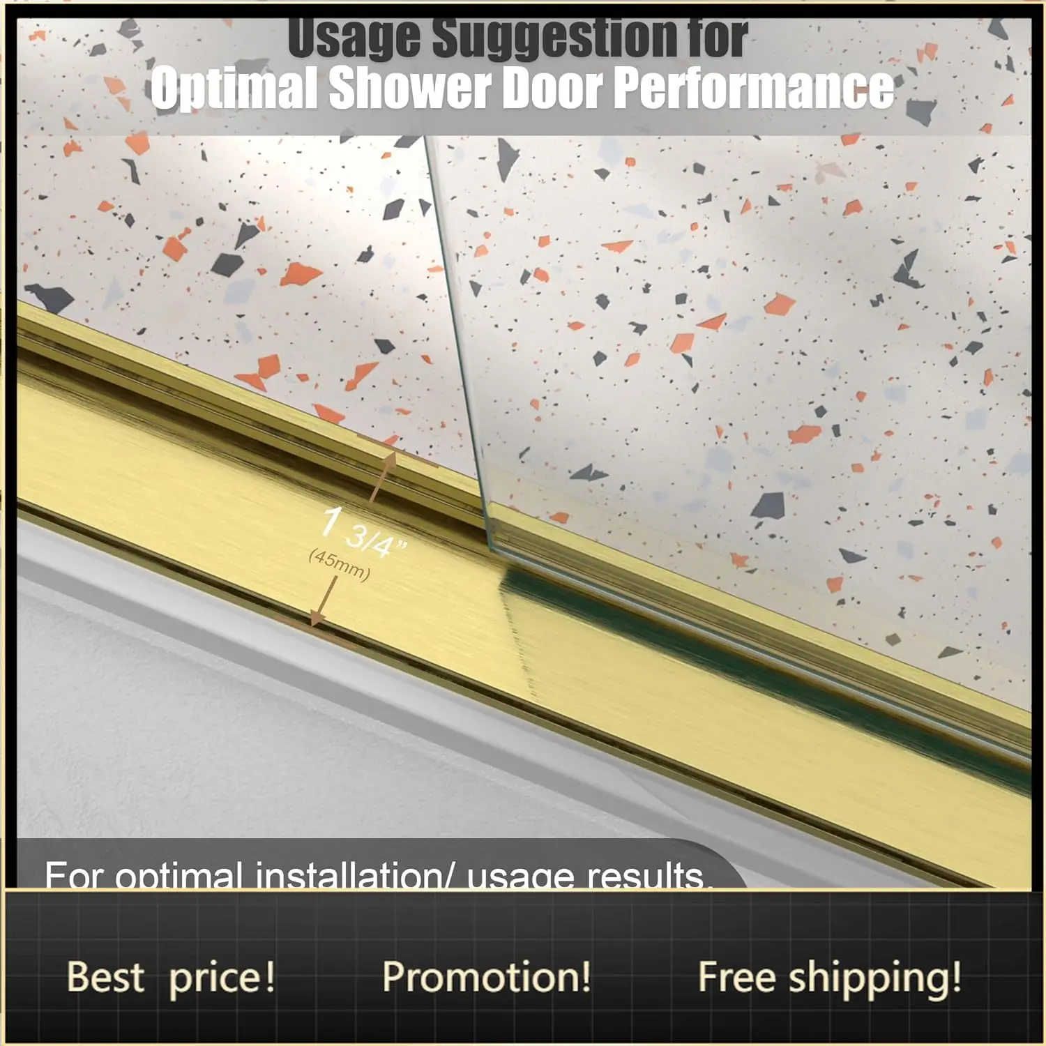 Gold Shower Door, 55-60 in W x 72 in H, 1/4 in(6mm) Tempered Glass, Brushed Gold Aluminum Semi-Frameless Shower Door, Stainless
Gold Shower Door, 55-60 in W x 72 in H, 1/4 in(6mm) Tempered Glass, Brushed Gold Aluminum Semi-Frameless Shower Door, Stainless