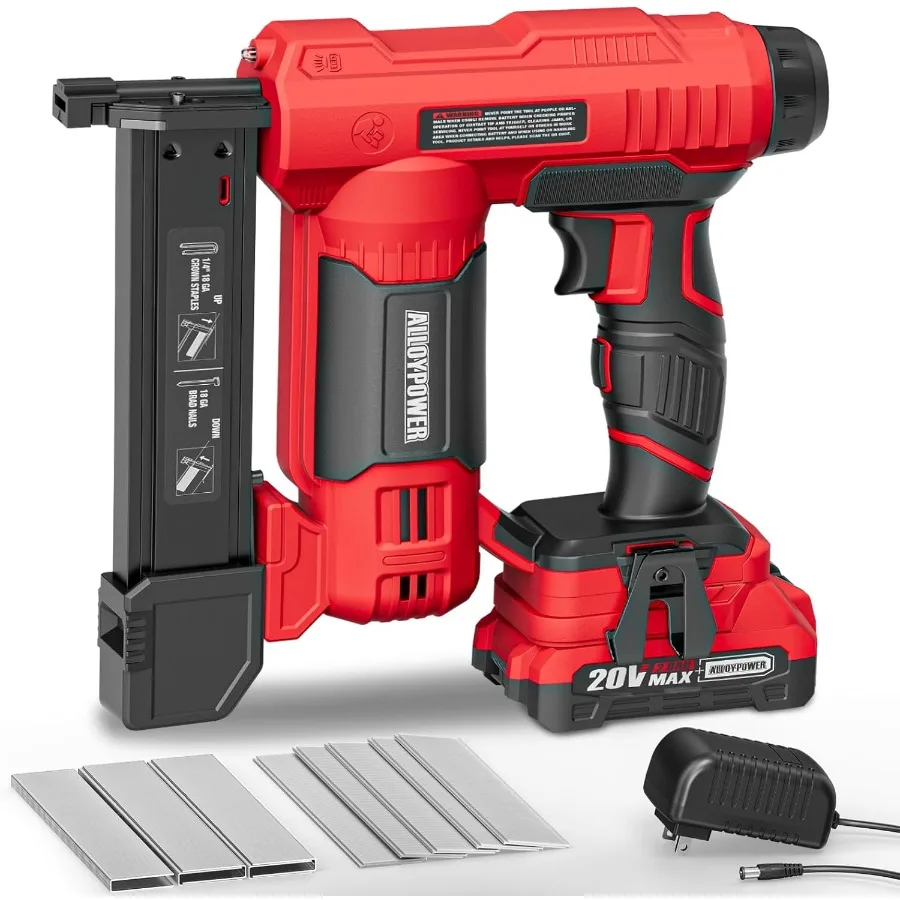2 in 1 Cordless Brad Nailer and Electric Stapler with 2.0Ah Battery and Charger Includes 1000pcs Nails and 500pcs St
2 in 1 Cordless Brad Nailer and Electric Stapler with 2.0Ah Battery and Charger Includes 1000pcs Nails and 500pcs St