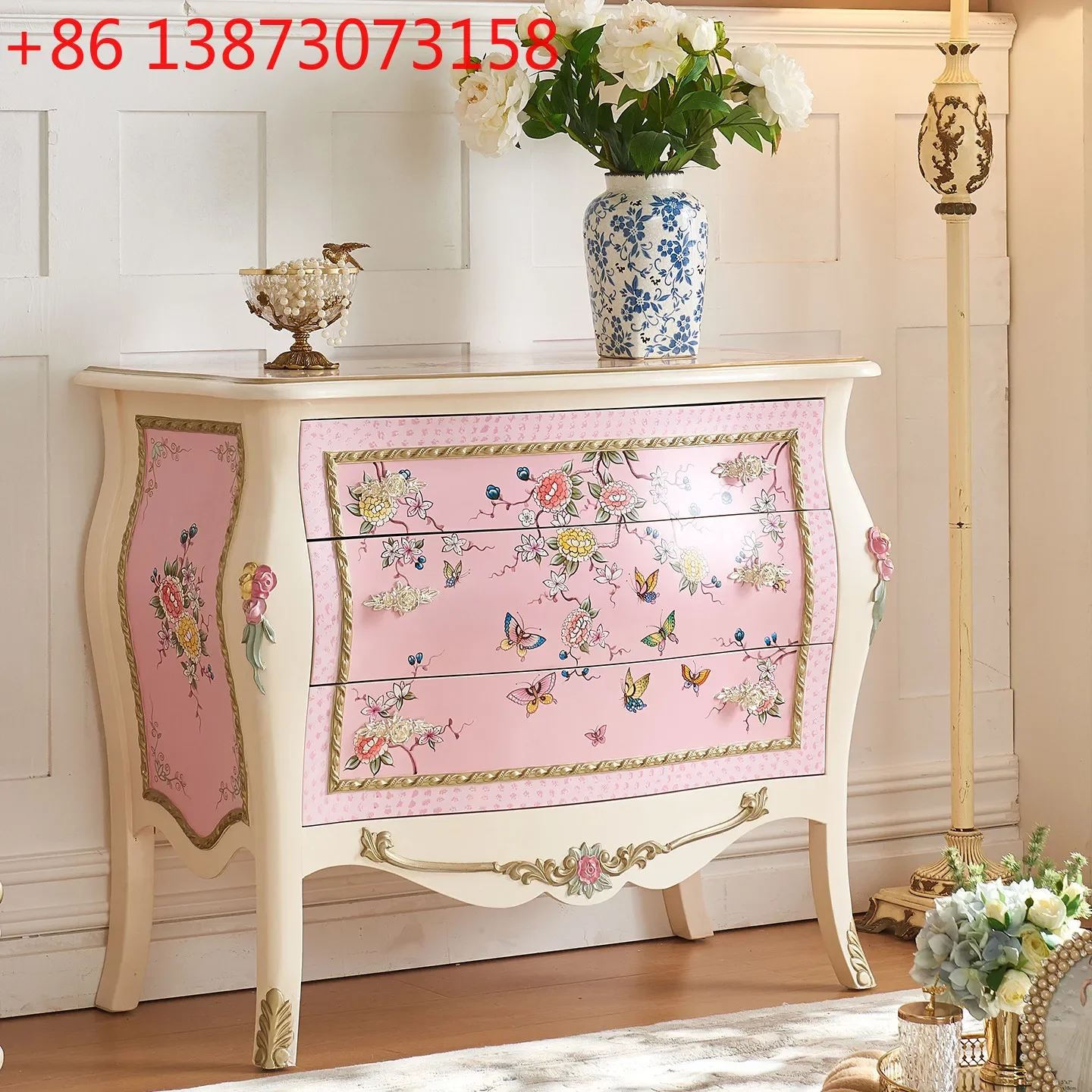 French princess style pink bedroom daughter room bedside storage cabinet
French princess style pink bedroom daughter room bedside storage cabinet