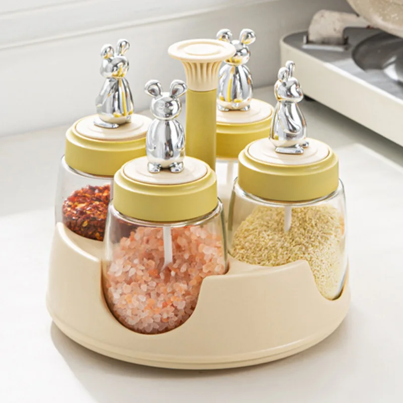 New Rotating Seasoning Box Kitchen Storage Salt Tank Sealed and Moisture-proof Household Seasoning Box Glass Seasoning Bottle
New Rotating Seasoning Box Kitchen Storage Salt Tank Sealed and Moisture-proof Household Seasoning Box Glass Seasoning Bottle