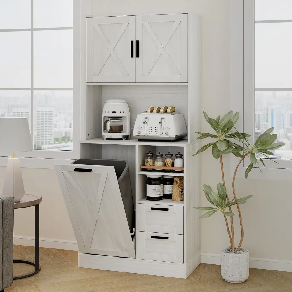 Kitchen Pantry with Tilt Out Trash Can Cabinet 71'' Tall Kitchen Storage Cabinet with Adjustable Shelves and 4 Drawers 10 Gallon
Kitchen Pantry with Tilt Out Trash Can Cabinet 71'' Tall Kitchen Storage Cabinet with Adjustable Shelves and 4 Drawers 10 Gallon