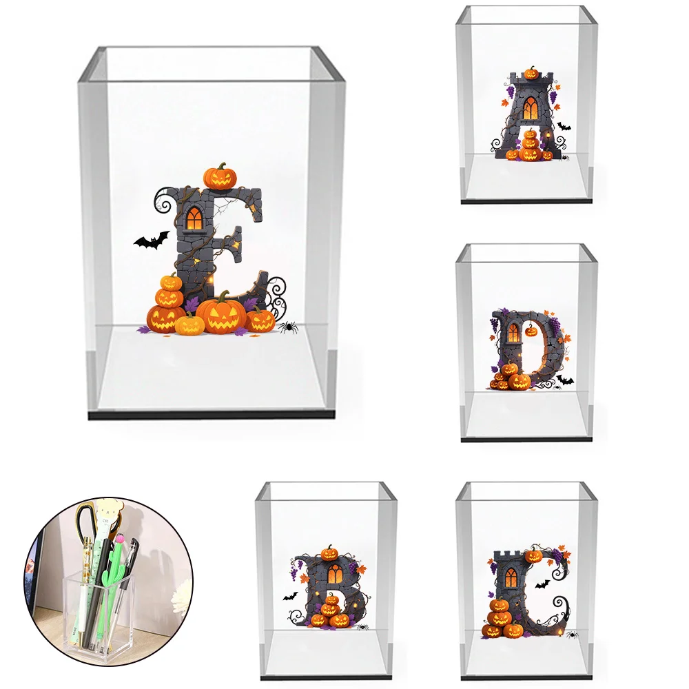 Square Acrylic Pencil Holder Multi Functional Desktop Organizer Transparent Makeup Brush Storage Box Halloween Letter Pattern
Square Acrylic Pencil Holder Multi Functional Desktop Organizer Transparent Makeup Brush Storage Box Halloween Letter Pattern