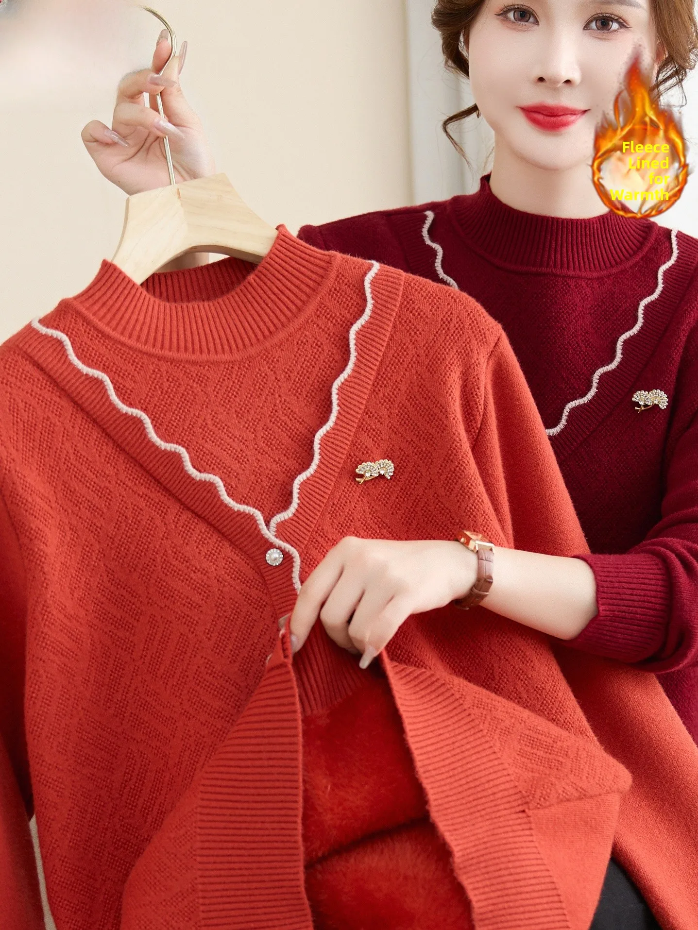 Autumn Winter Faionable f High Collar Fce Lined Women's Sweater Base Layer irt Warm Sli Mom's Clothing
Autumn Winter Faionable f High Collar Fce Lined Women's Sweater Base Layer irt Warm Sli Mom's Clothing