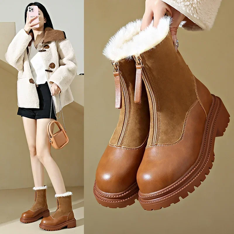 Women Boots Warm Anti Slip Platform Winter Retro Plush New Round Toe Zipper Comfortable Outdoor Ankle Boots Women's Shoes
Women Boots Warm Anti Slip Platform Winter Retro Plush New Round Toe Zipper Comfortable Outdoor Ankle Boots Women's Shoes