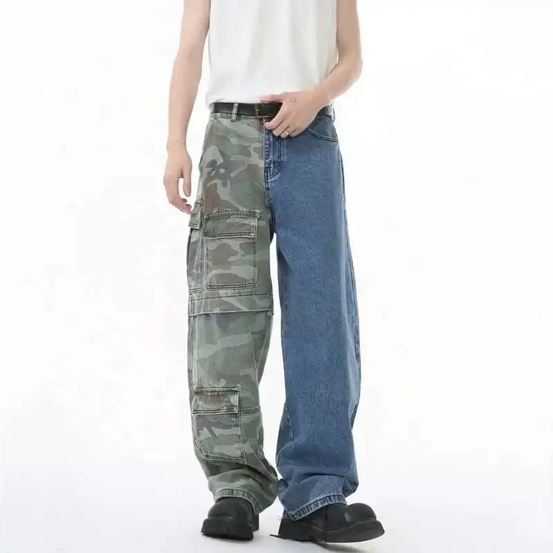 Personalized Camouflage Patchwork Men's Jeans American Style Large Pocket Fashion Washed Loose Male Trousers Summer 2025
Personalized Camouflage Patchwork Men's Jeans American Style Large Pocket Fashion Washed Loose Male Trousers Summer 2025
