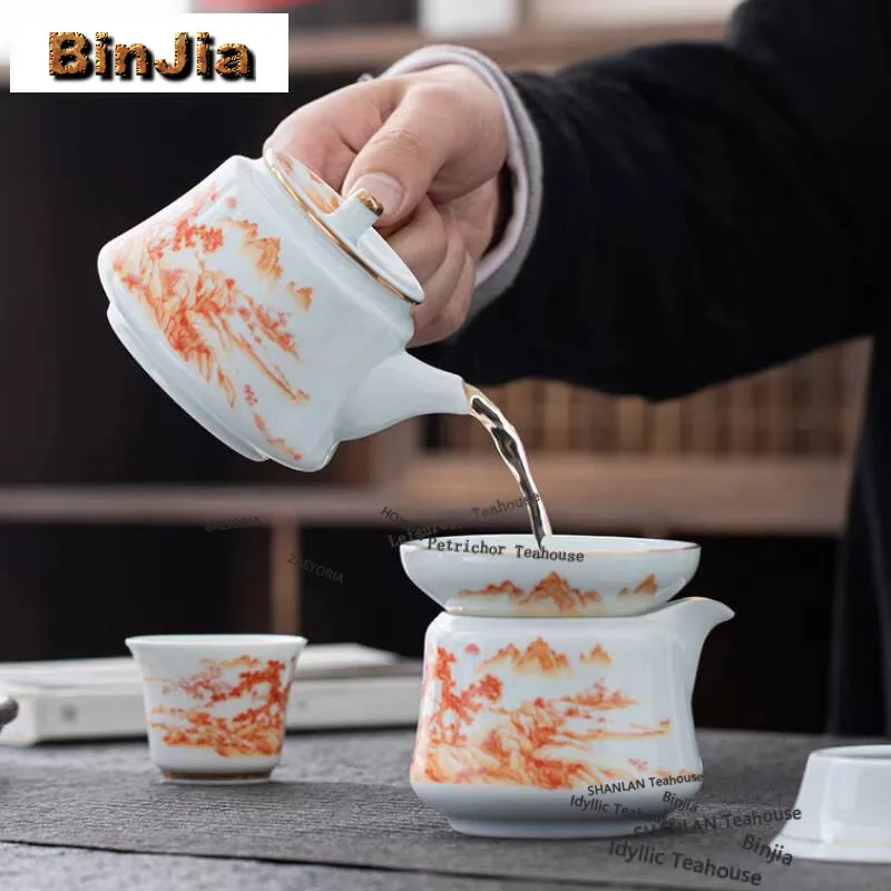 205ml Famille Rose Landscape Side Handle Teapot Retro Tea Infuser Pot Household Tea Maker Kettle With Filter Tea Services Craft
205ml Famille Rose Landscape Side Handle Teapot Retro Tea Infuser Pot Household Tea Maker Kettle With Filter Tea Services Craft