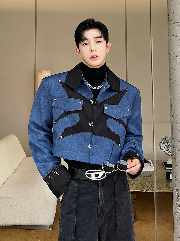 Модная молодежная джинсовая куртка в стиле деконструкции с цветными блоками, осенняя верхняя одежда с длинными рукавами и воротником, трендовая
Модная молодежная джинсовая куртка в стиле деконструкции с цветными блоками, осенняя верхняя одежда с длинными рукавами и воротником, трендовая