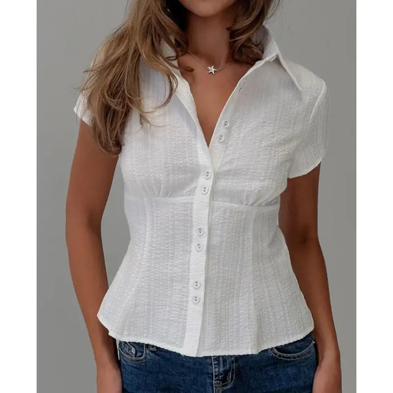 Women's Y2K Vintage Plaid Print Shirts Button-up Lapel V-Neck Short Sleeve Slim Fit Casual Summer Cropped Blouse Tops
Women's Y2K Vintage Plaid Print Shirts Button-up Lapel V-Neck Short Sleeve Slim Fit Casual Summer Cropped Blouse Tops