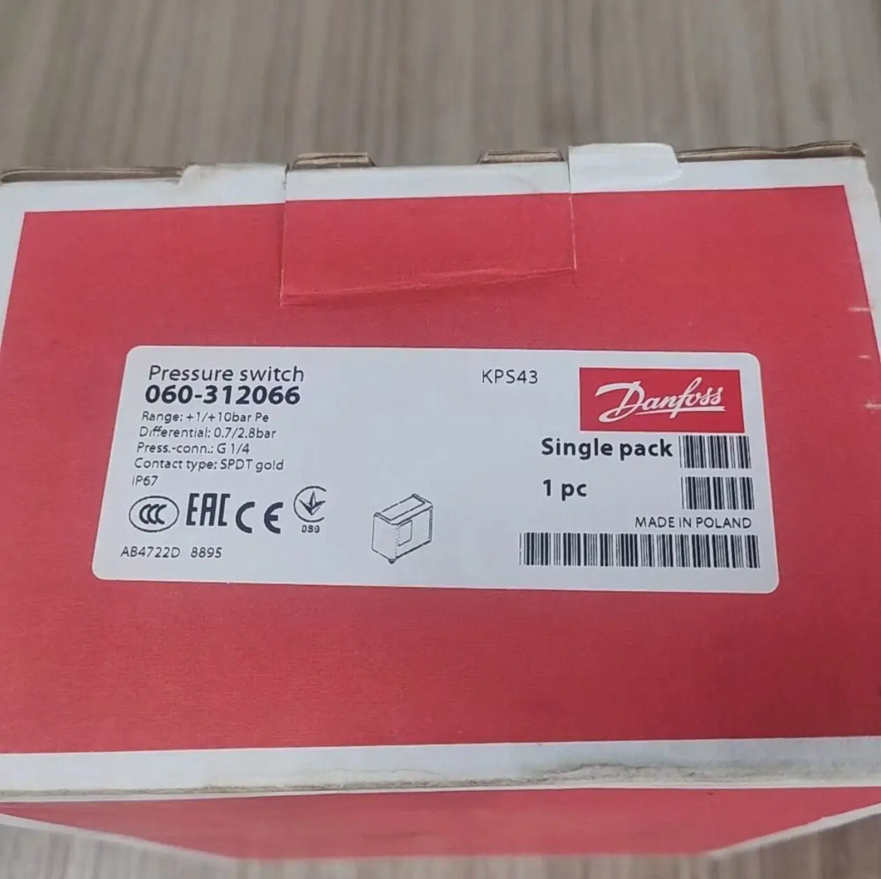 Model 060-312066 New Danfoss Pressure Switch Kin stock
Model 060-312066 New Danfoss Pressure Switch Kin stock